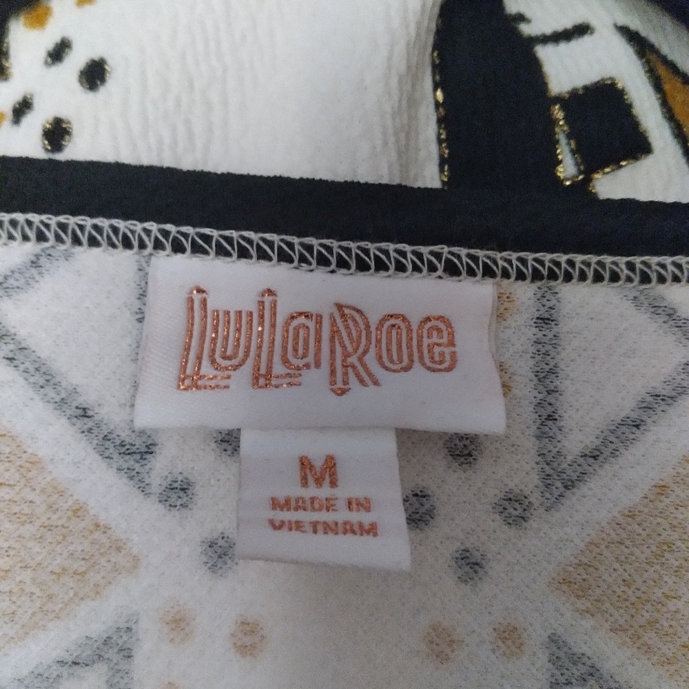 LuLaRoe Gold Label Debbie Geometric Print Dress  Black, White, Brown & Gold - Picture 6 of 11